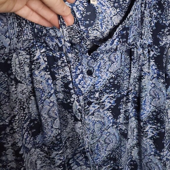 Joie Light And Dark Blue Watercolor Silky Blouse Large - Picture 3 of 8